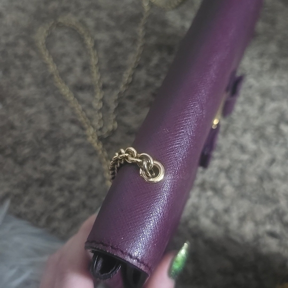 Salvatore Ferregamo Vera Bow Purple Leather Chain Crossbody (VERY GOOD)(COA)💜✨️ - Picture 9 of 14
